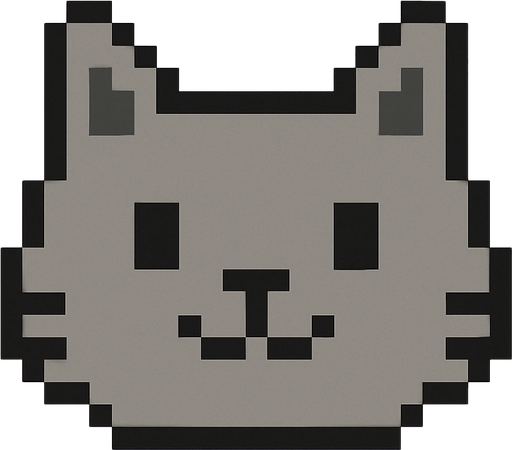 pixel art 2D cat head.
In-Game asset.  2d.  High contrast.  No shadows