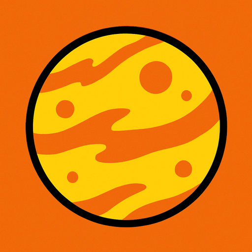 yellow planet.
In-Game asset.  2d.  High contrast.  No shadows