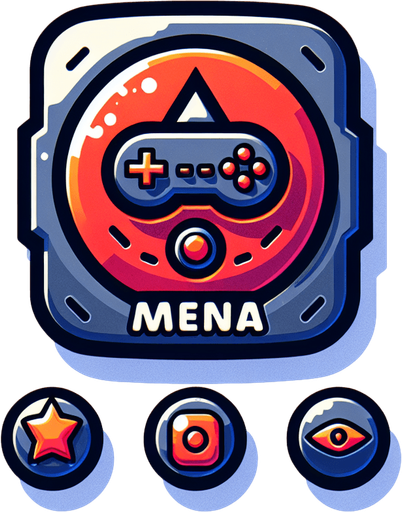 make a menu button logo.
Single Game Texture. In-Game asset. 2d. Blank background. High contrast. No shadows.