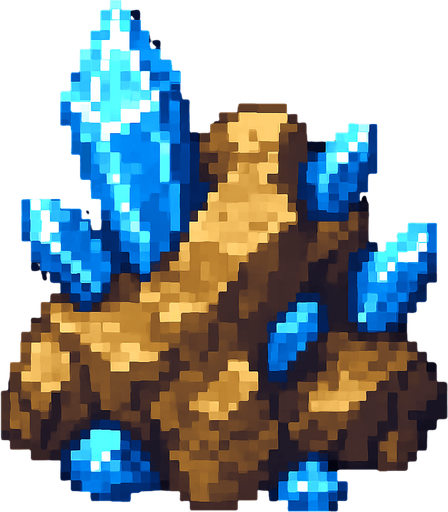 roca con trozos de cristal.
In-Game asset.  2d.  High contrast.  No shadows. pixelart