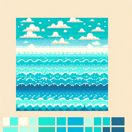 8-bit water layer, light blue and turquoise.
Single Game Texture. In-Game asset. 2d. Blank background. High contrast. No shadows.