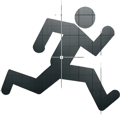 little man running with animated legs Single Game Texture. In-Game asset. 2d. Blank background. High contrast. No shadows.