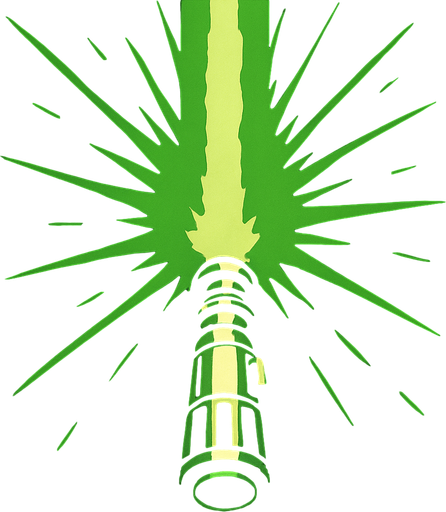 Ataque verde de Star wars mirada desde arriba llendo para adelante.
In-Game asset.  2d.  High contrast.  No shadows