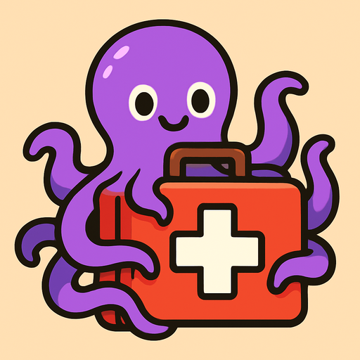 botiquin con un pulpo rodeandolo.
In-Game asset.  2d.  High contrast.  No shadows