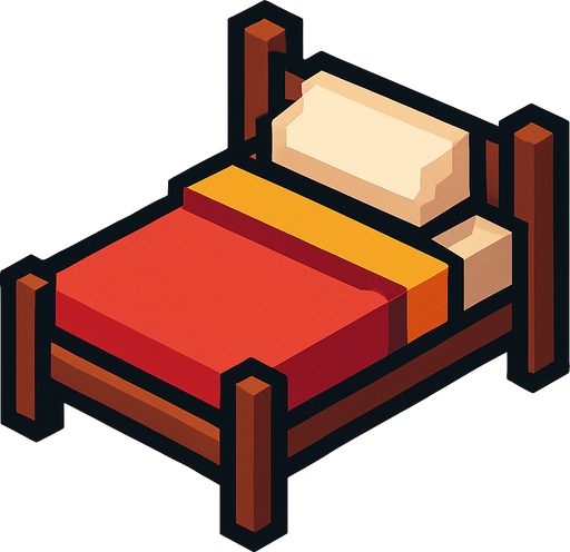 pixel yatak.
In-Game asset.  2d.  High contrast.  No shadows