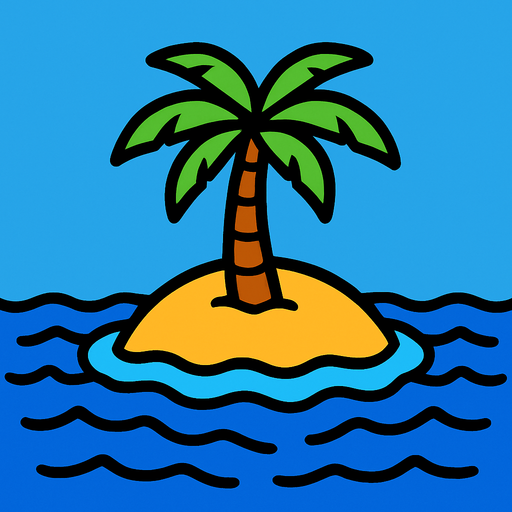 ים עם אי בודד במרכזו.
In-Game asset.  2d.  High contrast.  No shadows