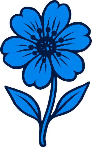 Blue flower with stem.
In-Game asset.  2d.  High contrast.  No shadows