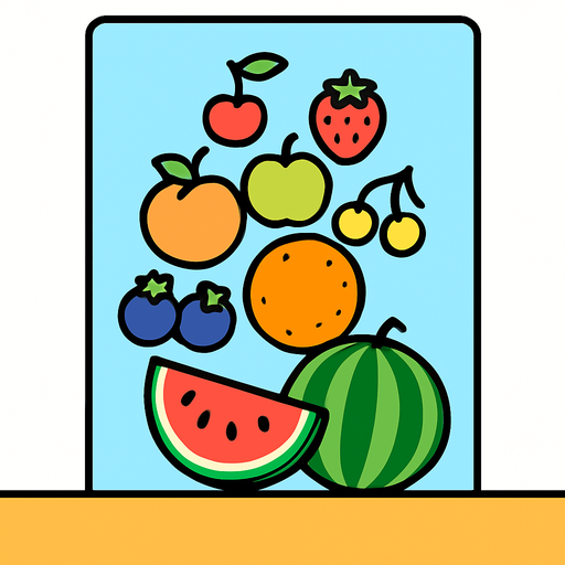 Watermelon game image.
In-Game asset.  2d.  High contrast.  No shadows