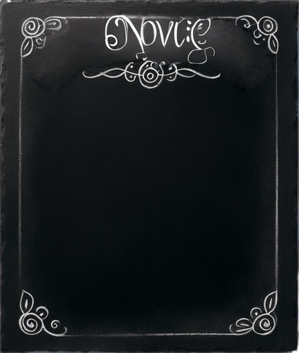 Text "NOVICE BREW" handwritten in white chalk