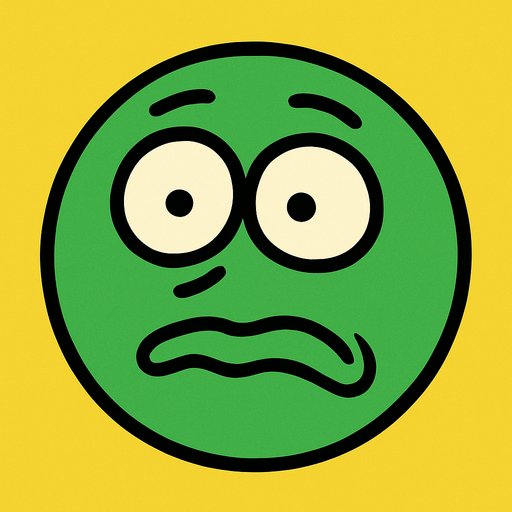 yüzü gözü olan salak salak bakan yuvarlak yeşil yüz.
In-Game asset.  2d.  High contrast.  No shadows