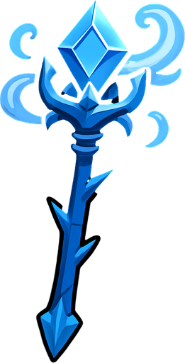 Ice staff.
In-Game asset.  2d.  High contrast.  No shadows
