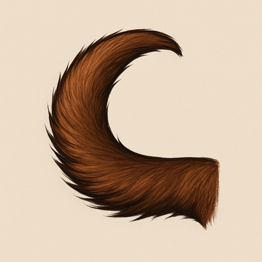 A realistic brown dog tail.
In-Game asset.  2d.  High contrast.  No shadows