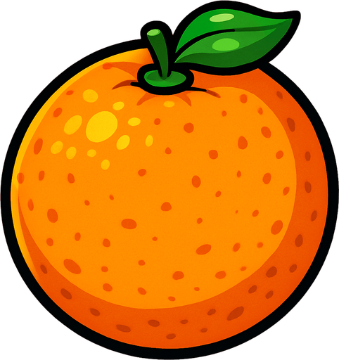 Uncut orange.
In-Game asset.  2d.  High contrast.  No shadows