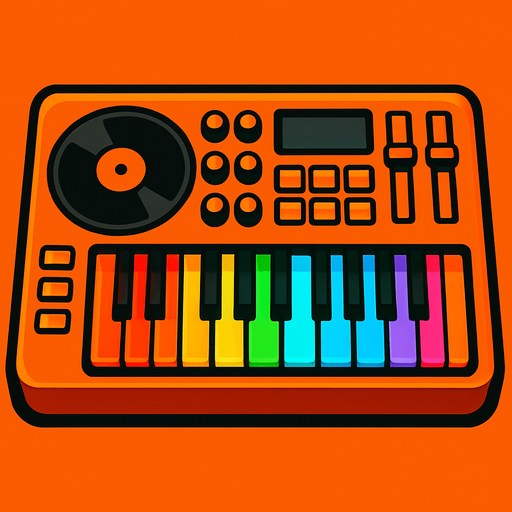 orange cool dj keyboard rgb keys.
In-Game asset.  2d.  High contrast.  No shadows