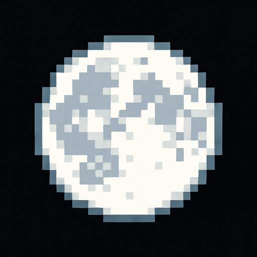 Luna llena blanca, pixelar.
In-Game asset.  2d.  High contrast.  No shadows