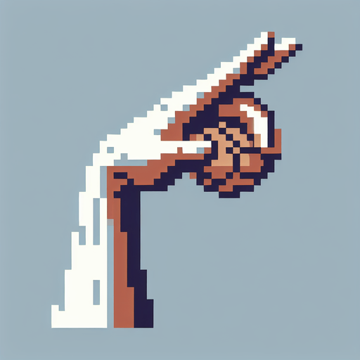 Create an image of a basketball player's hand, focusing on the hand only without showing the entire arm. The hand should be positioned with the index finger extended upwards. pixelated. 8 bit..
Single Game Texture. In-Game asset. 2d. Blank background. High contrast. No shadows.