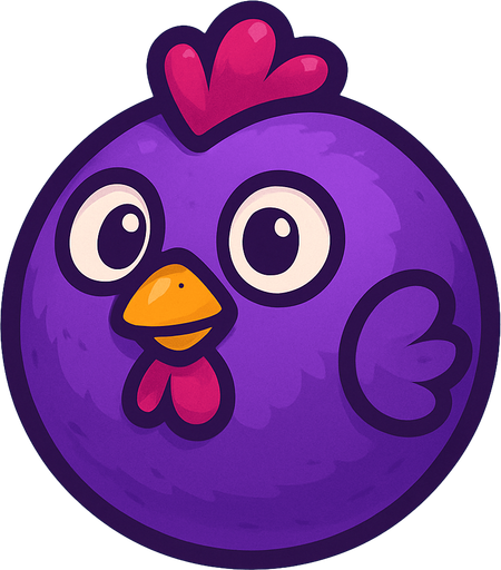 purple chicken ball.
In-Game asset.  2d.  High contrast.  No shadows