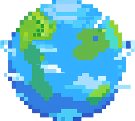 yalnızca pixel dünya kalacak, oyundaki düşman yerine bu görseli kullanacağım. yalnızca bu dünya kalsn pixel şekilde ve arka planı kaldır yani dünya dılındaki her şeyi kaldır