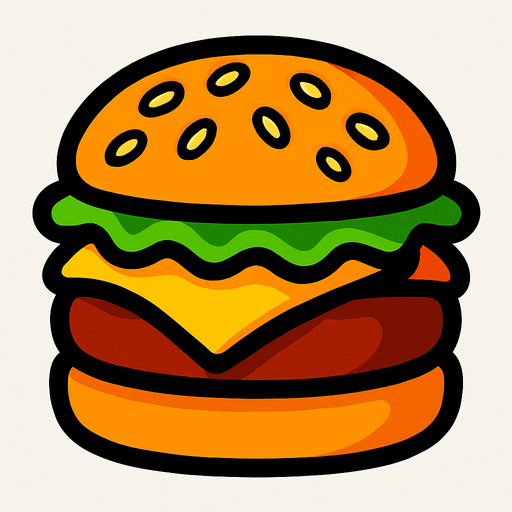 burger.
In-Game asset.  2d.  High contrast.  No shadows