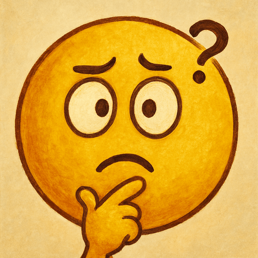 A clever yellow round ball with a yellow confused expression