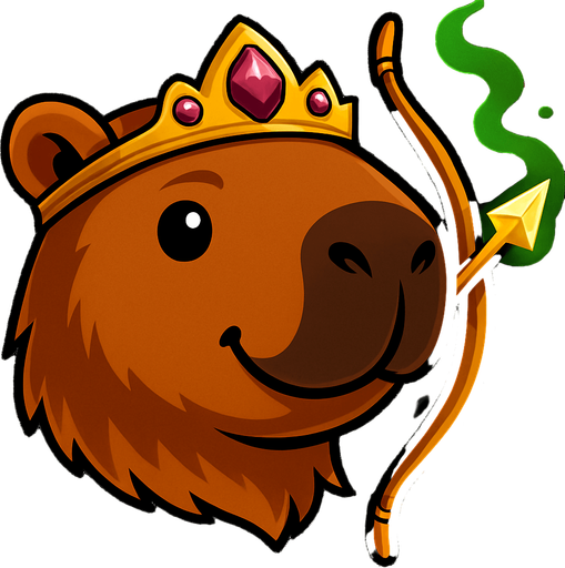 Quitale el casco y ponle una tiara de princesa. Has el arco y la flecha de oro. Recuerda que es un capybara.