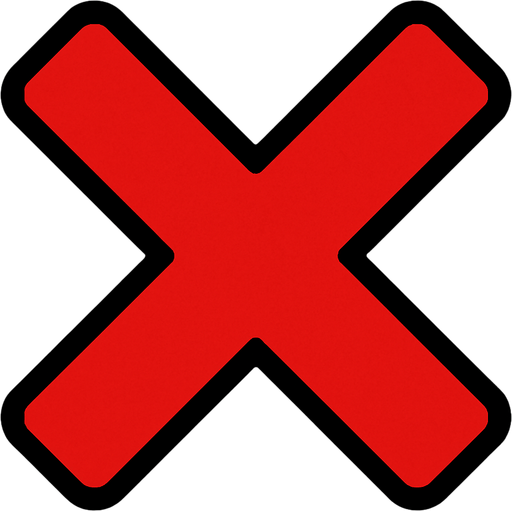 Red X.
In-Game asset.  2d.  High contrast.  No shadows
