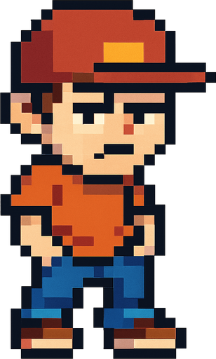 bad regular casual kid full body 2d pixel art.
In-Game asset.  2d.  High contrast.  No shadows