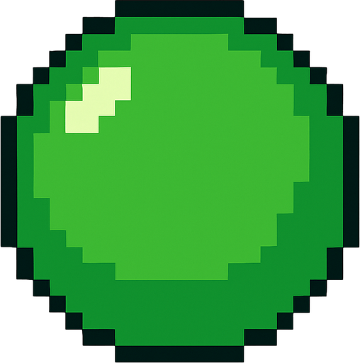 pixel art green circle.
In-Game asset.  2d.  High contrast.  No shadows