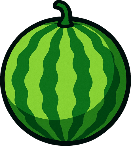 A 2D Watermelon.
In-Game asset.  2d.  High contrast.  No shadows