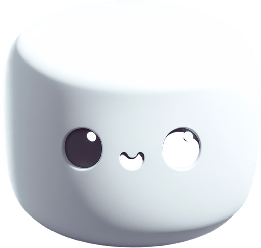Marshmallow character.
Single Game Texture. In-Game asset. 2d. Blank background. High contrast. No shadows.