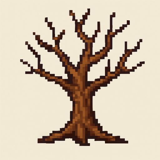 kurumuş ağaç ekle pixel şeklinde.
In-Game asset.  2d.  High contrast.  No shadows