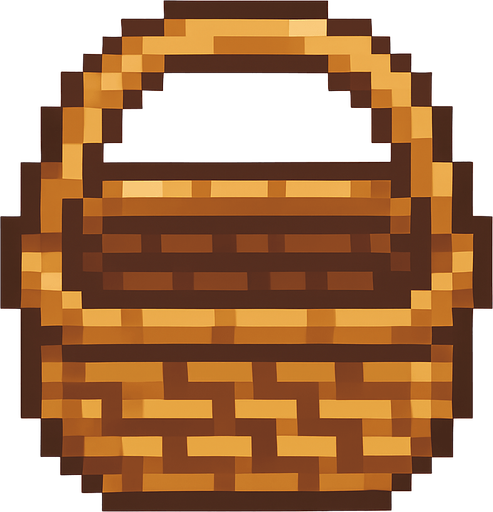 basket, top down, pixelart.
In-Game asset.  2d.  High contrast.  No shadows