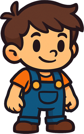 Petit garçon.
In-Game asset.  2d.  High contrast.  No shadows