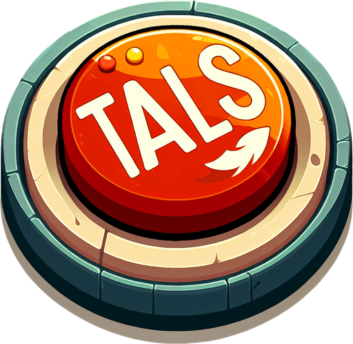 a button saying 'tails'.
In-Game asset. 2d. Blank background. High contrast.