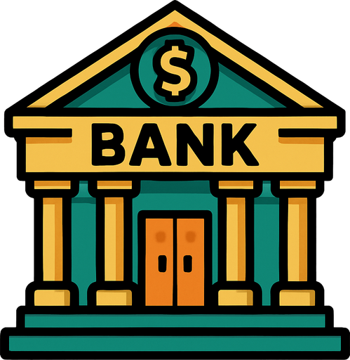 bank.
In-Game asset.  2d.  High contrast.  No shadows