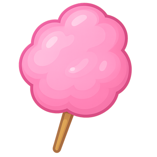 pink cotton candy looks shiny and delicous. No background. Transparent background. Blank background. No shadows. 2d. In-Game asset. flat
