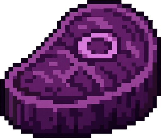 2d pixel art high quality purple monster meat.
In-Game asset.  2d.  High contrast.  No shadows