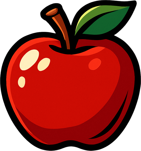 red apple.
In-Game asset.  2d.  High contrast.  No shadows