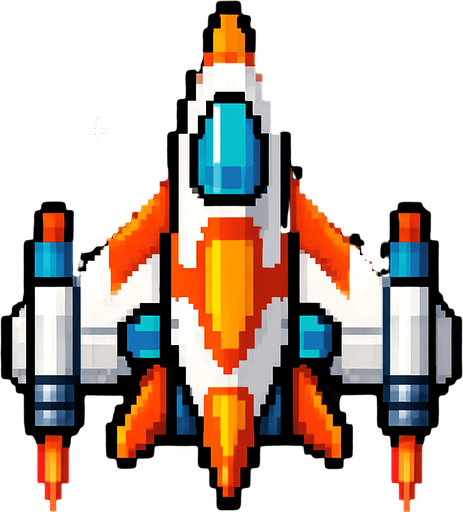 space shooter oyununda ki uzay gemisinin aynısı.
In-Game asset.  2d.  High contrast.  No shadows