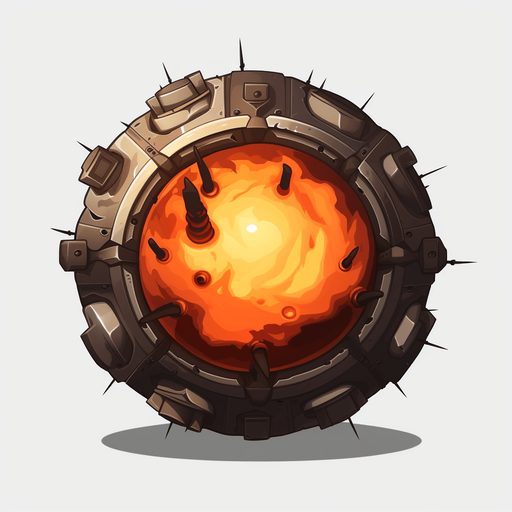round bomb. fuse on fire
Single Game Texture. In-Game asset. 2d. Pixelart. White background. Blank background. Low detail. High contrast.