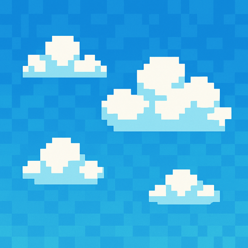 background pixel art cielo azul.
In-Game asset.  2d.  High contrast.  No shadows