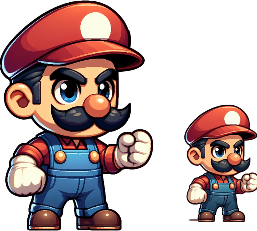chibi mario bross stand fight
Single Game Texture.  In-Game asset.  2d.  Blank background.  High contrast.  No shadows