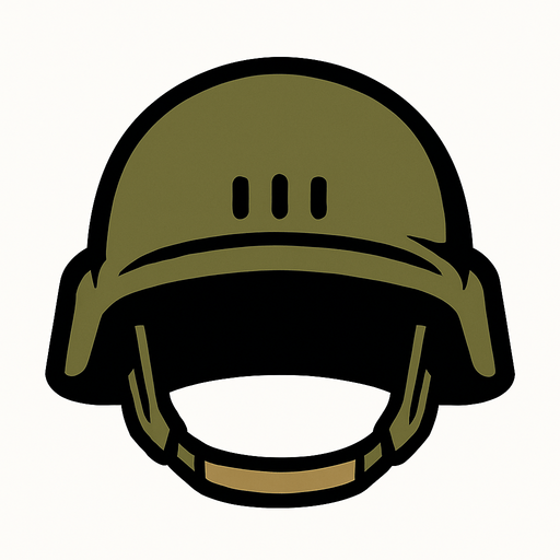 Asker kaskı. Önden bakış kayışı yok 
In-Game asset.  2d.  High contrast.  No shadows