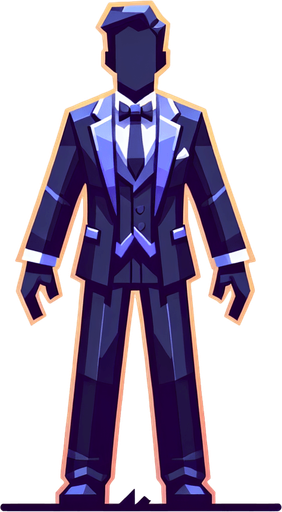 i have character wearing suit.
Single Game Texture.  In-Game asset.  2d.  Blank background.  High contrast.  No shadows