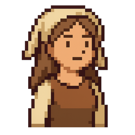 pixelart, woman, half, villager. No background. Transparent background. Blank background. No shadows. 2d. In-Game asset. flat