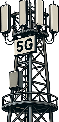 Detailed accurate 5g cell tower.
In-Game asset.  2d.  High contrast.  No shadows