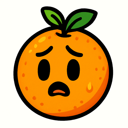 Naranja cute preocupada.
In-Game asset.  2d.  High contrast.  No shadows