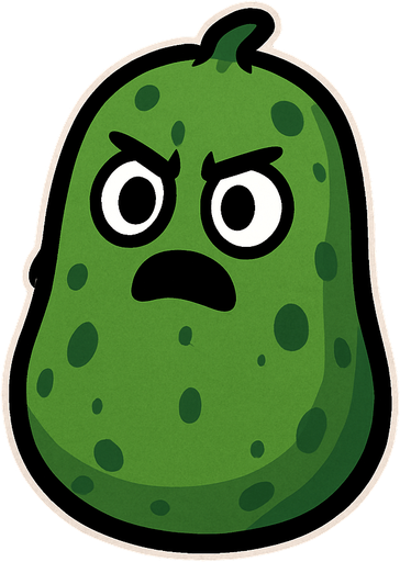 2d pickle like brotato character with no legs and no arms.
In-Game asset.  2d.  High contrast. brotato