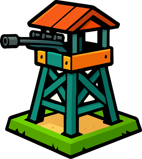 the sniper tower of tower defense.
In-Game asset.  2d.  High contrast.  No shadows