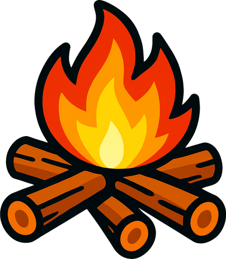 a campfire.
In-Game asset.  2d.  High contrast.  No shadows